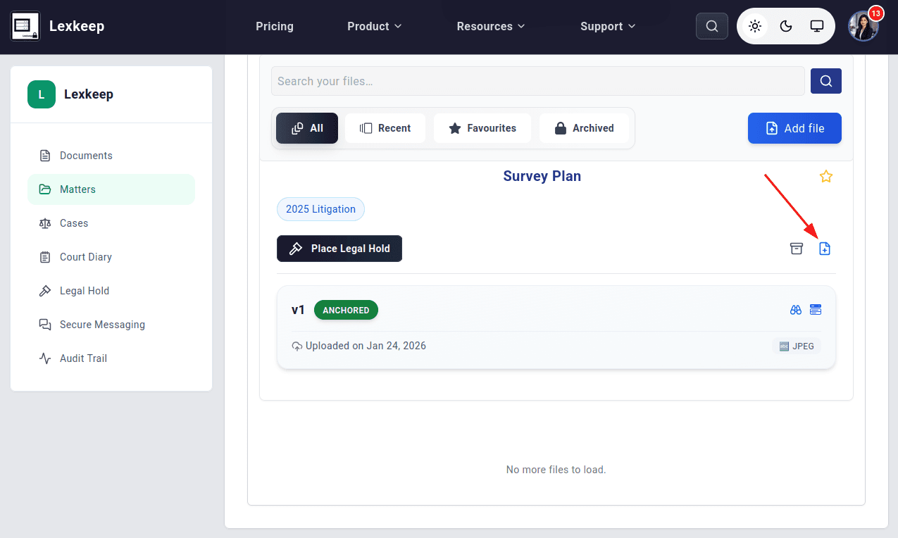 Create a new file version