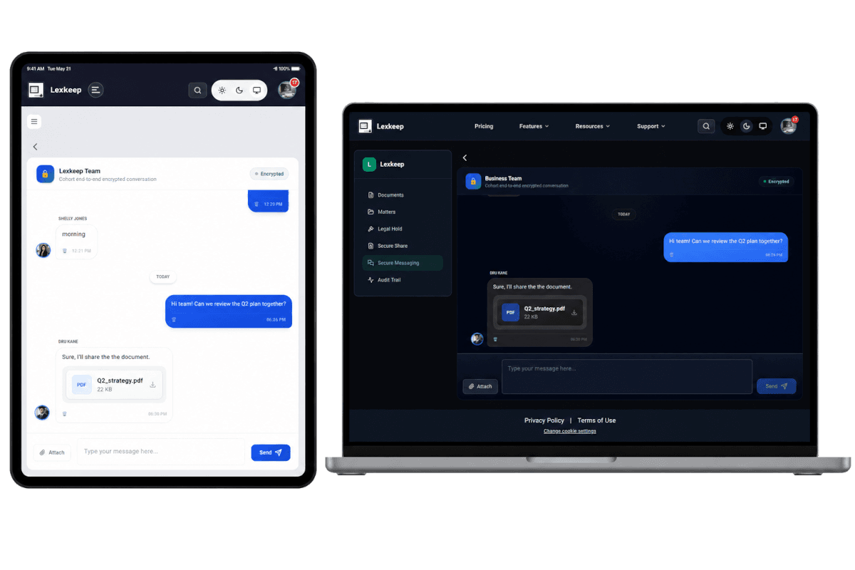 Secure Team Communication with E2EE and Document Sharing